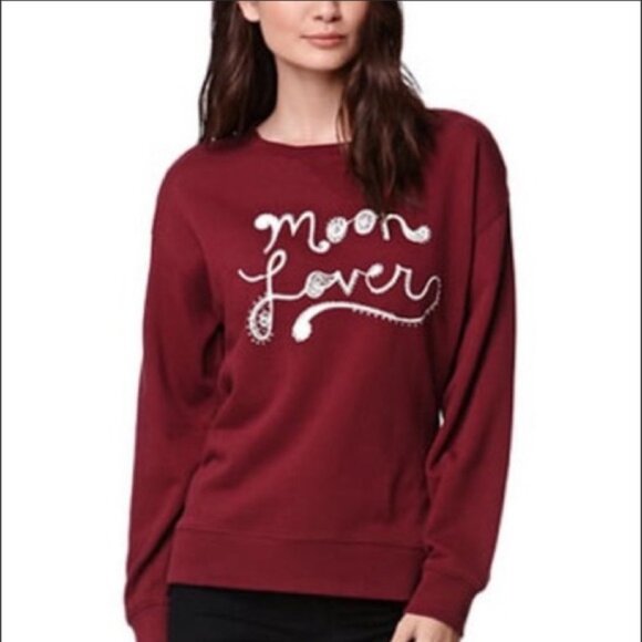 Pac Sun LA Hearts Moon Lover Celestial Burgundy Sweatshirt Womens Medium - Picture 14 of 14